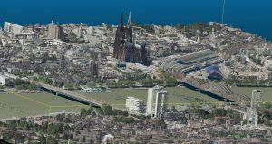 Cologne city shown as colorized 3D point cloud (data source: openNRW Germany)